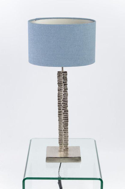 Paperbark Small Table Lamp Luxuriant Silver with Linen Texture Shale Oval Shade