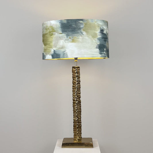 Paperbark Small Table Lamp Opulent Gold with Harlequin Exuberance Ochre & Charcoal Shade