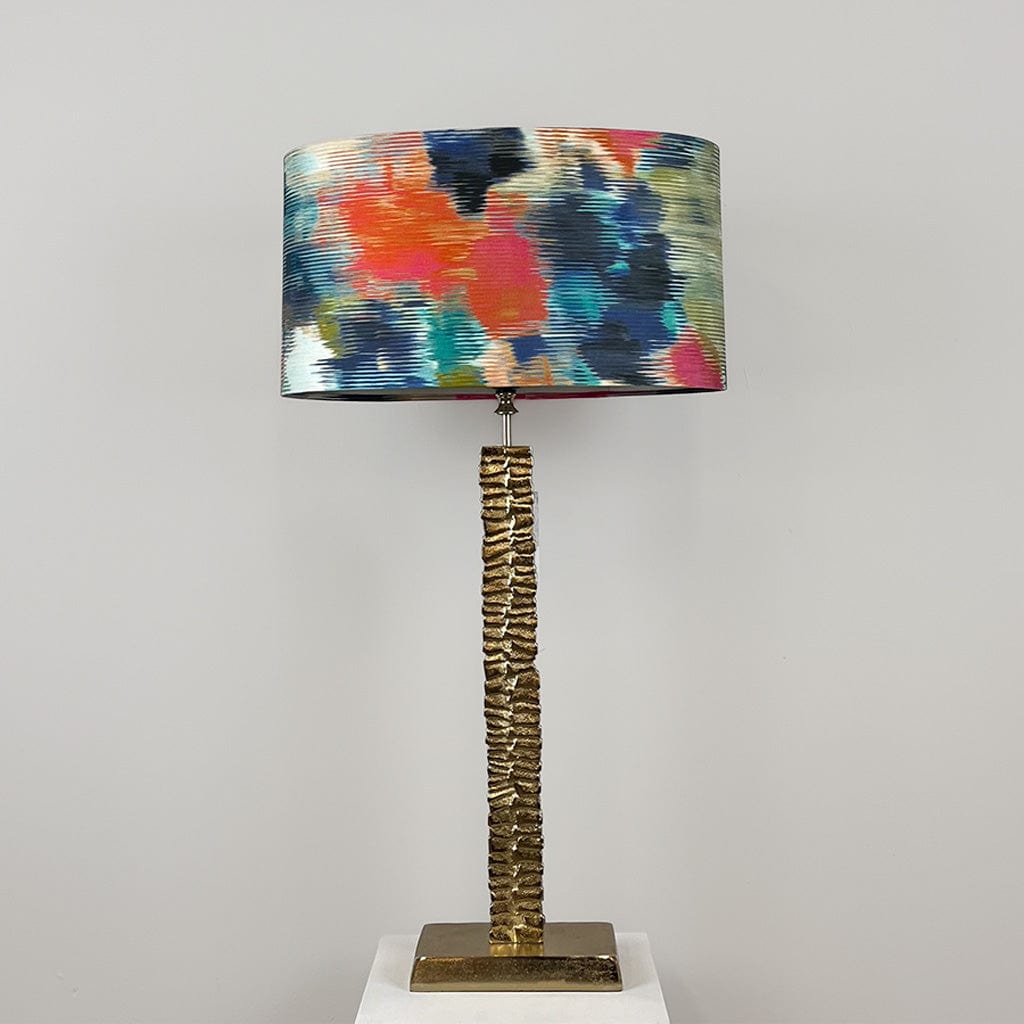 Paperbark Small Table Lamp Opulent Gold with Harlequin Exuberance Teal & Fuchsia Shade