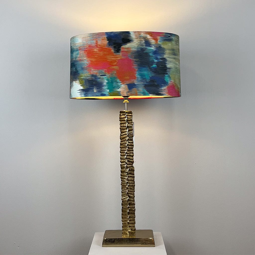 Paperbark Small Table Lamp Opulent Gold with Harlequin Exuberance Teal & Fuchsia Shade