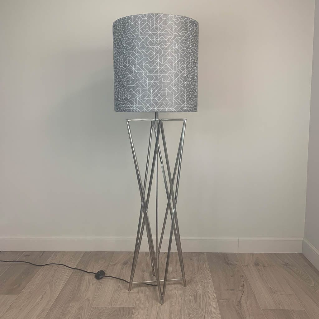 Renzo Brushed Steel Floor Lamp with Choice of Bespoke Shade