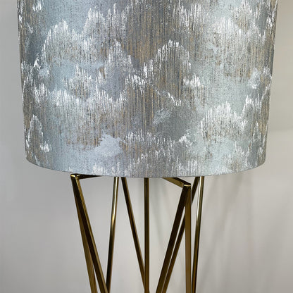 Renzo Lacquered Brass Floor Lamp with Deep Lampshade in Tai Shale