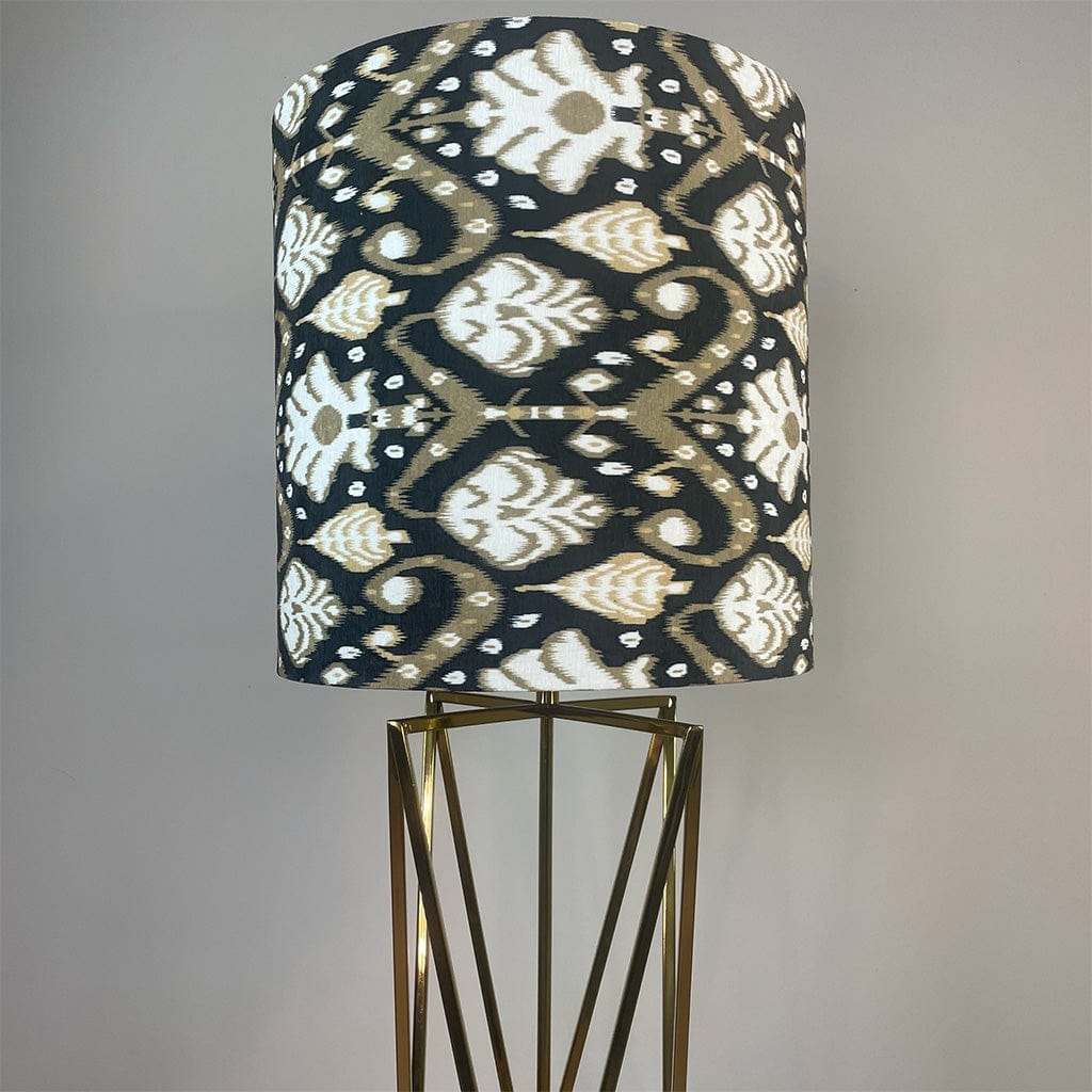 Renzo Gold Floor Lamp with Velvet Ikat Shade