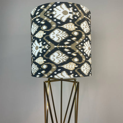 Renzo Gold Floor Lamp with Velvet Ikat Shade