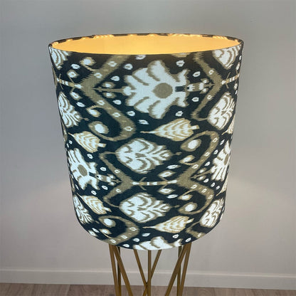 Renzo Gold Floor Lamp with Velvet Ikat Shade