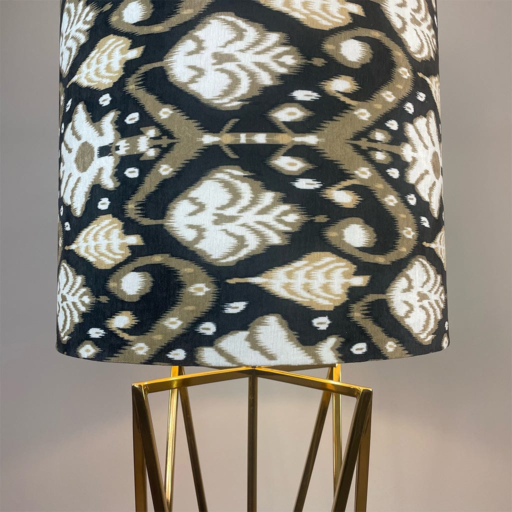 Renzo Gold Floor Lamp with Velvet Ikat Shade