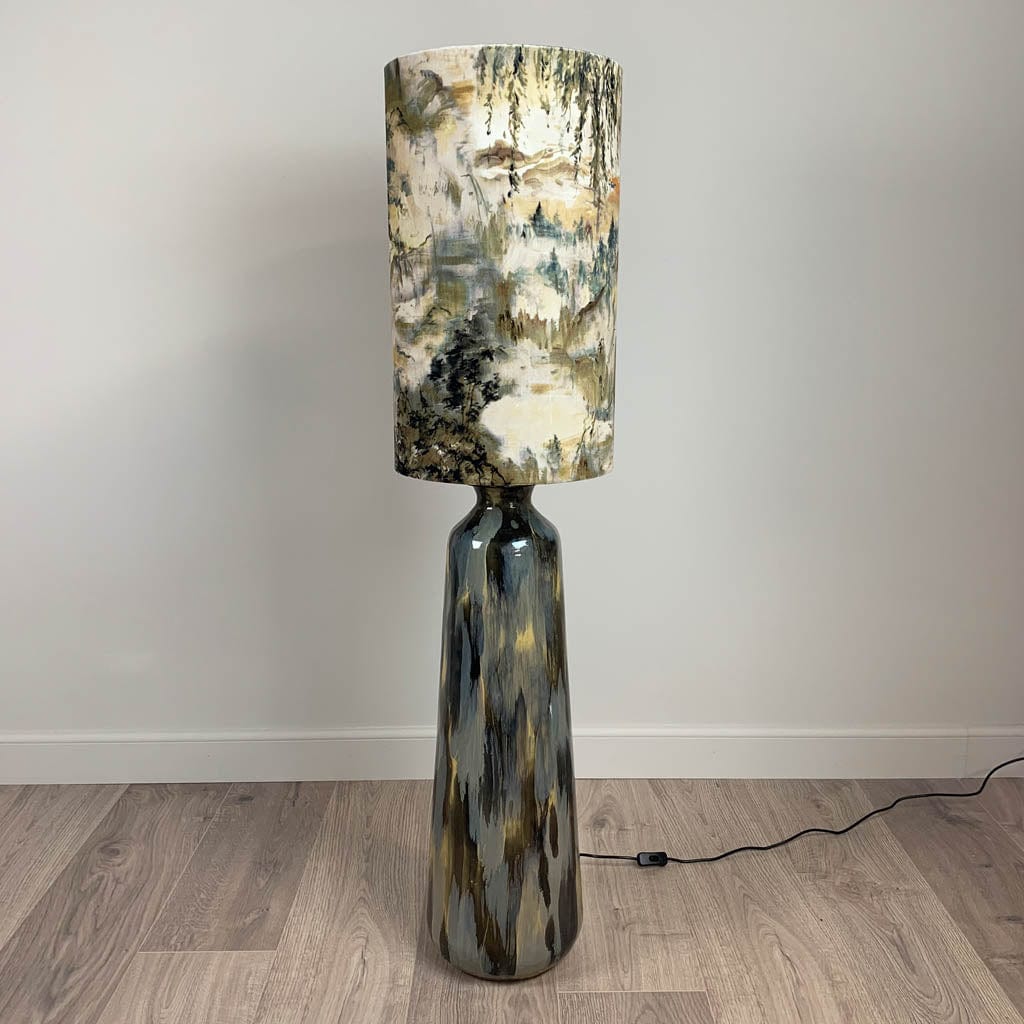 Ripples Tikal Floor Lamp with Desert Sand Velvet Shade