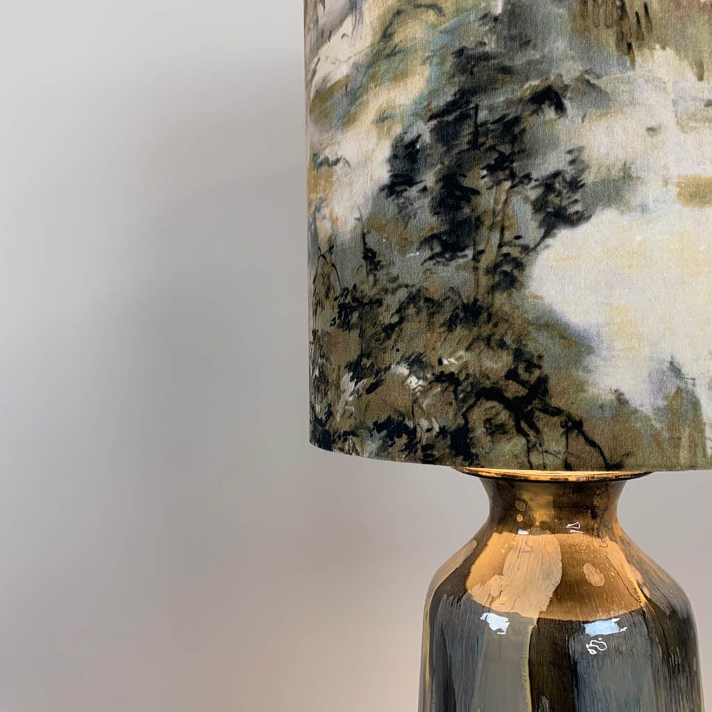 Ripples Tikal Floor Lamp with Desert Sand Velvet Shade