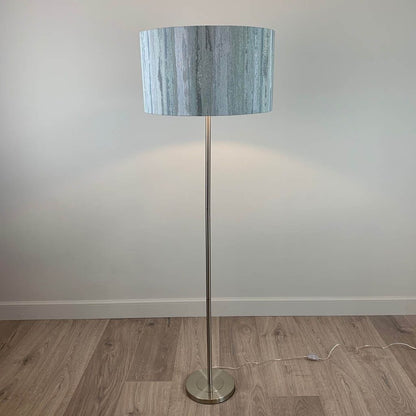 Belford Brushed Steel Floor Lamp with Seascape Shade