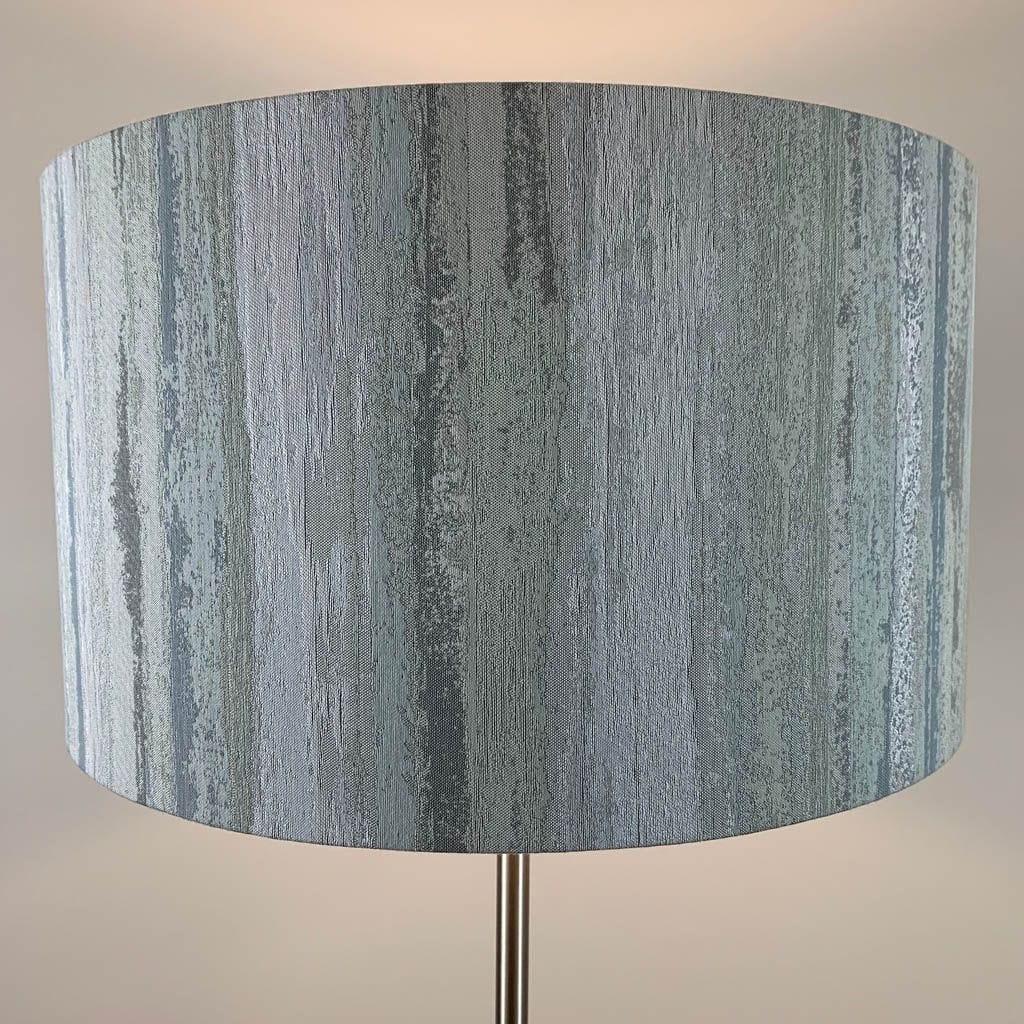 Belford Brushed Steel Floor Lamp with Seascape Shade