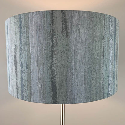 Belford Brushed Steel Floor Lamp with Seascape Shade