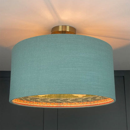 Electrified Saxon Cambridge Shallow Shade with Santana Malachite Lining