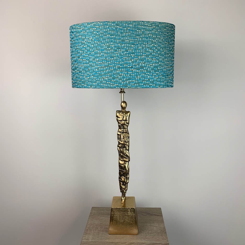 Shaman Antique Brass Table Lamp with Canton Blue Shade