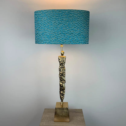 Shaman Antique Brass Table Lamp with Canton Blue Shade