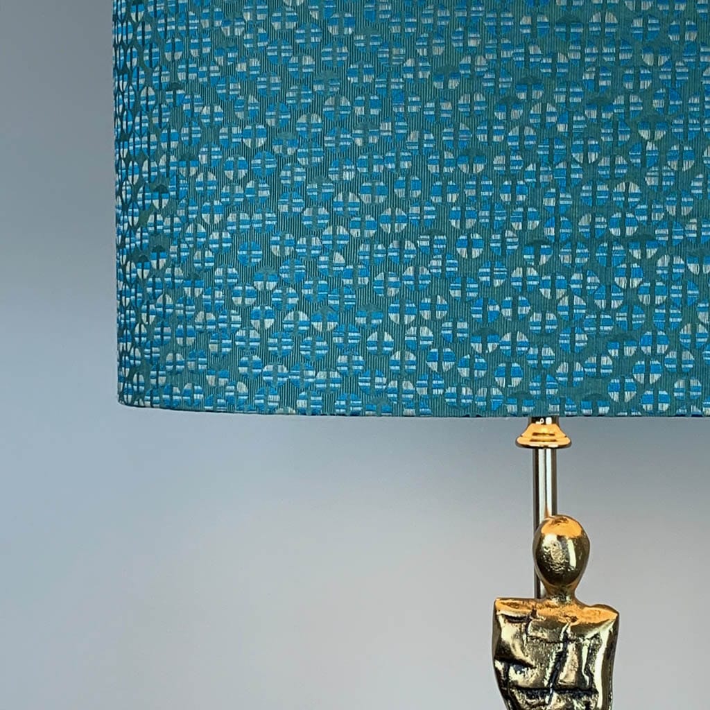 Shaman Antique Brass Table Lamp with Canton Blue Shade