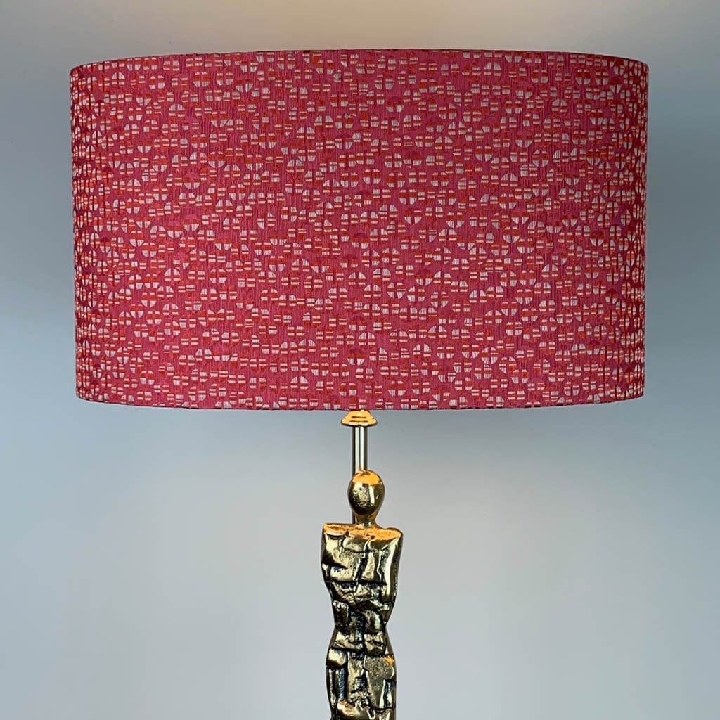 Shaman Antique Brass Table Lamp with Cherry Shade