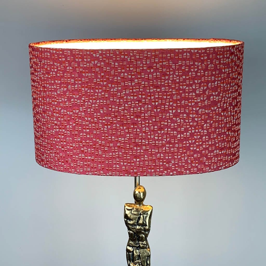 Shaman Antique Brass Table Lamp with Cherry Shade