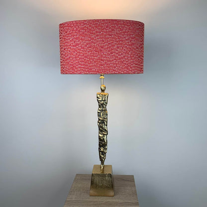 Shaman Antique Brass Table Lamp with Cherry Shade