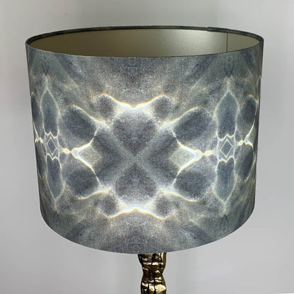 Shaman Antique Brass Table Lamp with Julia Clare's Underworld Ripples Linen in Green Olive Lampshade
