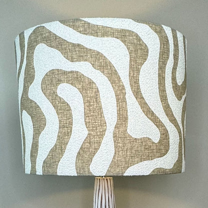 White Wood Effect Floor Lamp with Sigrid Birch Lampshade