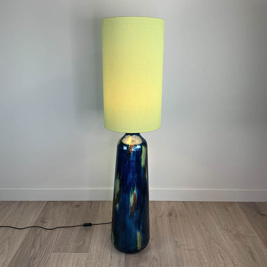 Sky Tikal Floor Lamp with Tussah Veridian Deep Cylinder Lampshade