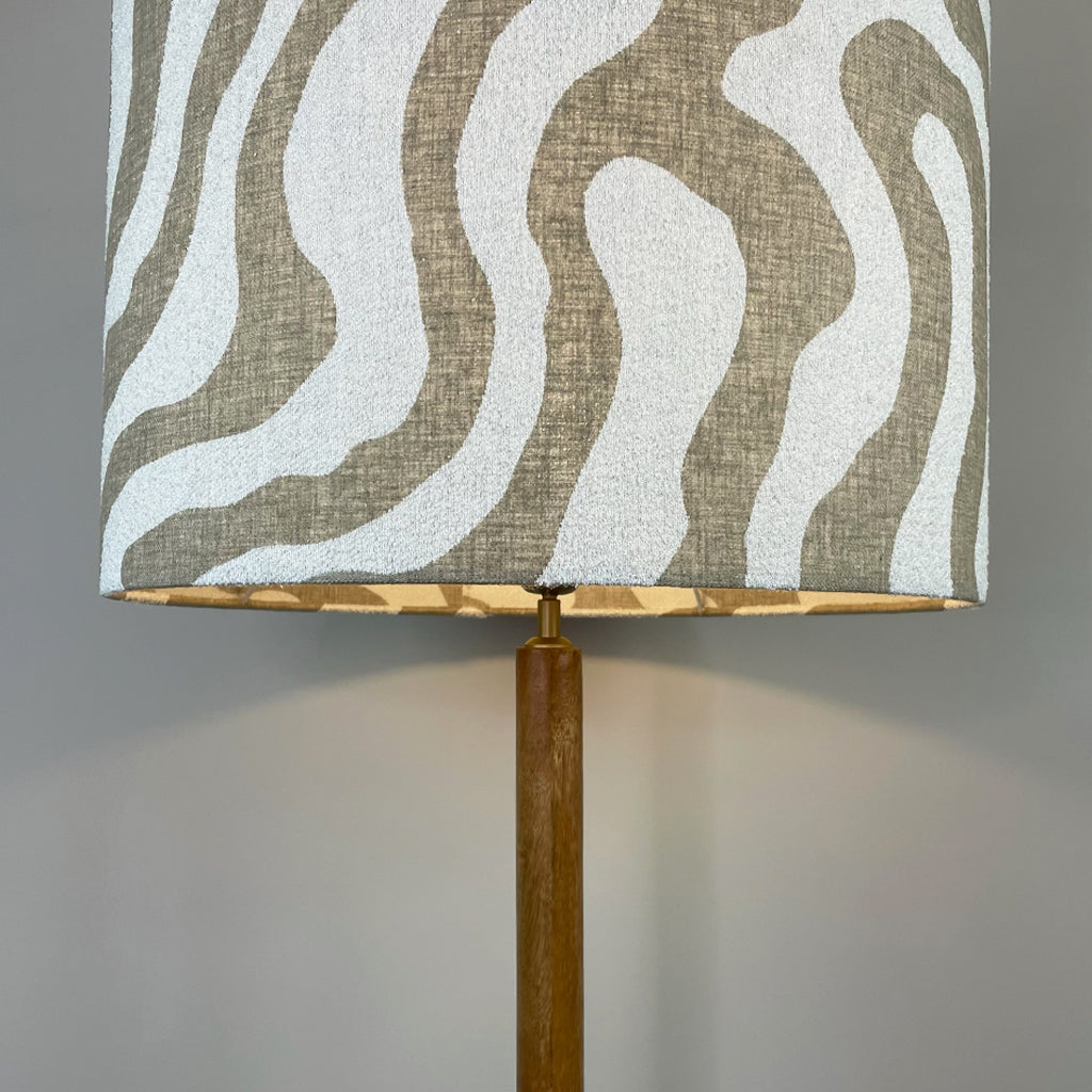 Toma Oiled Wood Tall Neck Floor Lamp with Sigrid Birch Lampshade