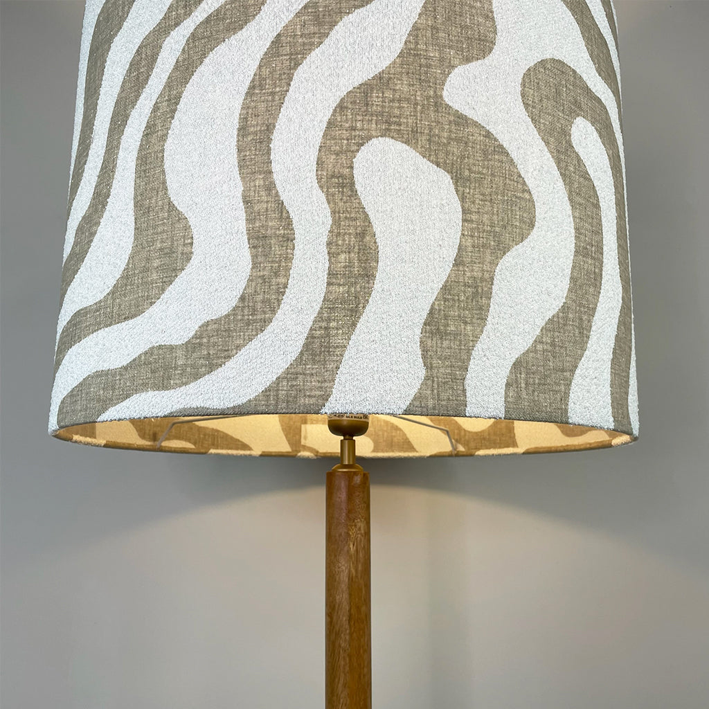 Toma Oiled Wood Tall Neck Floor Lamp with Sigrid Birch Lampshade