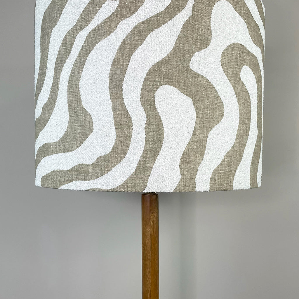 Toma Oiled Wood Tall Neck Floor Lamp with Sigrid Birch Lampshade