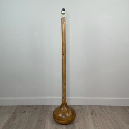 Toma Oiled Wood Tall Neck Floor Lamp with Sigrid Birch Lampshade