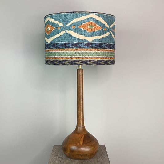 Toma Oiled Wood Tall Neck Table Lamp with Bespoke Shade