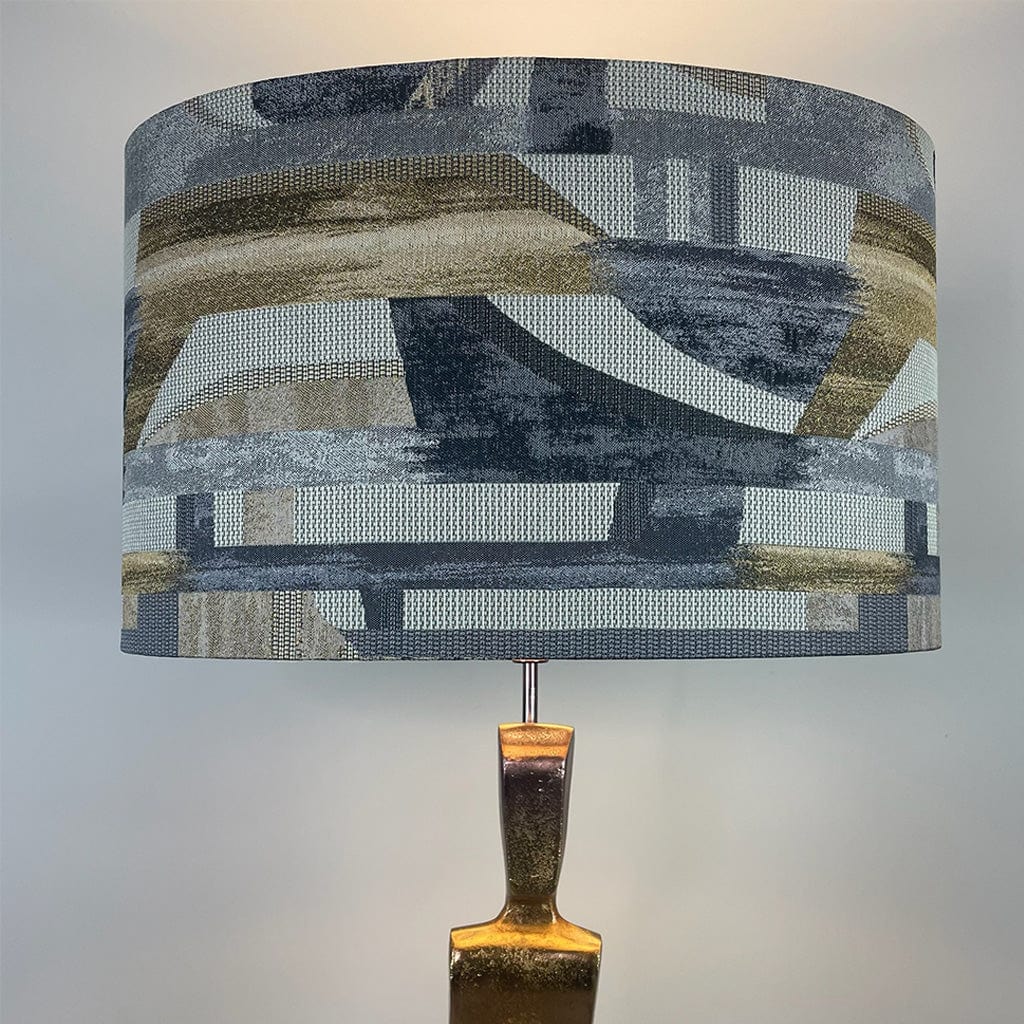 Totem Nickel & Champagne Floor Lamp with Berlin Ochre Oval Shade