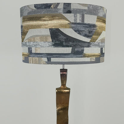 Totem Nickel & Champagne Floor Lamp with Berlin Ochre Oval Shade