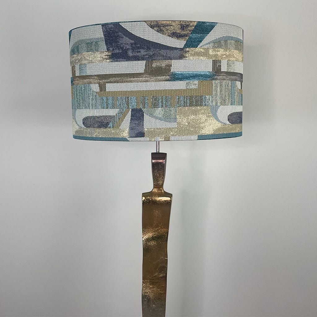 Totem Nickel & Champagne Floor Lamp with Berlin Teal Oval Shade