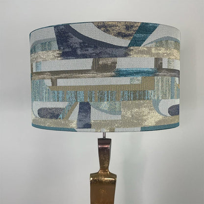 Totem Nickel & Champagne Floor Lamp with Berlin Teal Oval Shade