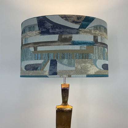 Totem Nickel & Champagne Floor Lamp with Berlin Teal Oval Shade