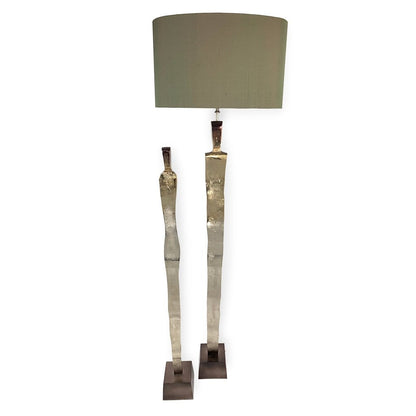 Totem Nickel & Champagne Floor Lamp with Choice of Bespoke Shade