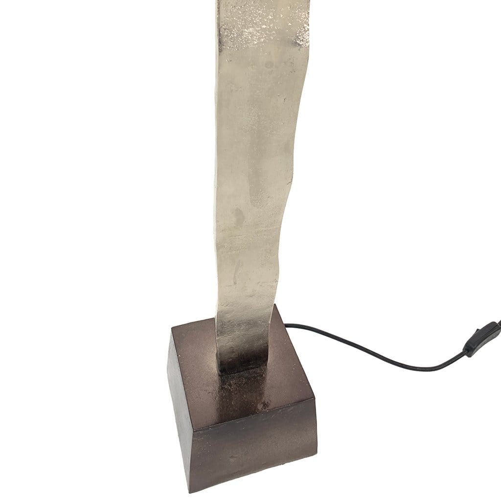 Totem Nickel & Champagne Floor Lamp with Berlin Teal Oval Shade