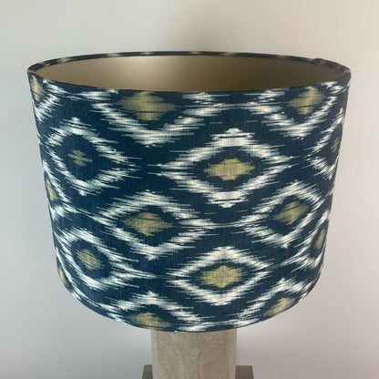 Visage Grey Face Design Tall Stoneware Table Lamp with Velvet Ikat Shade