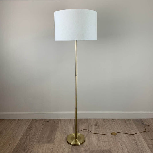 Belford Antique Brass Floor Lamp with White Shade