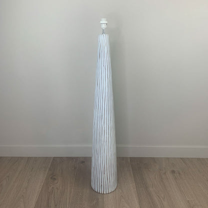 White Wood Effect Floor Lamp with Sigrid Birch Lampshade