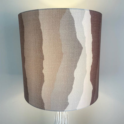 White Wood Effect Floor Lamp with Andes Clay Lampshade