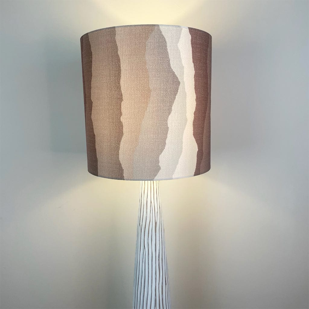 White Wood Effect Floor Lamp with Andes Clay Lampshade