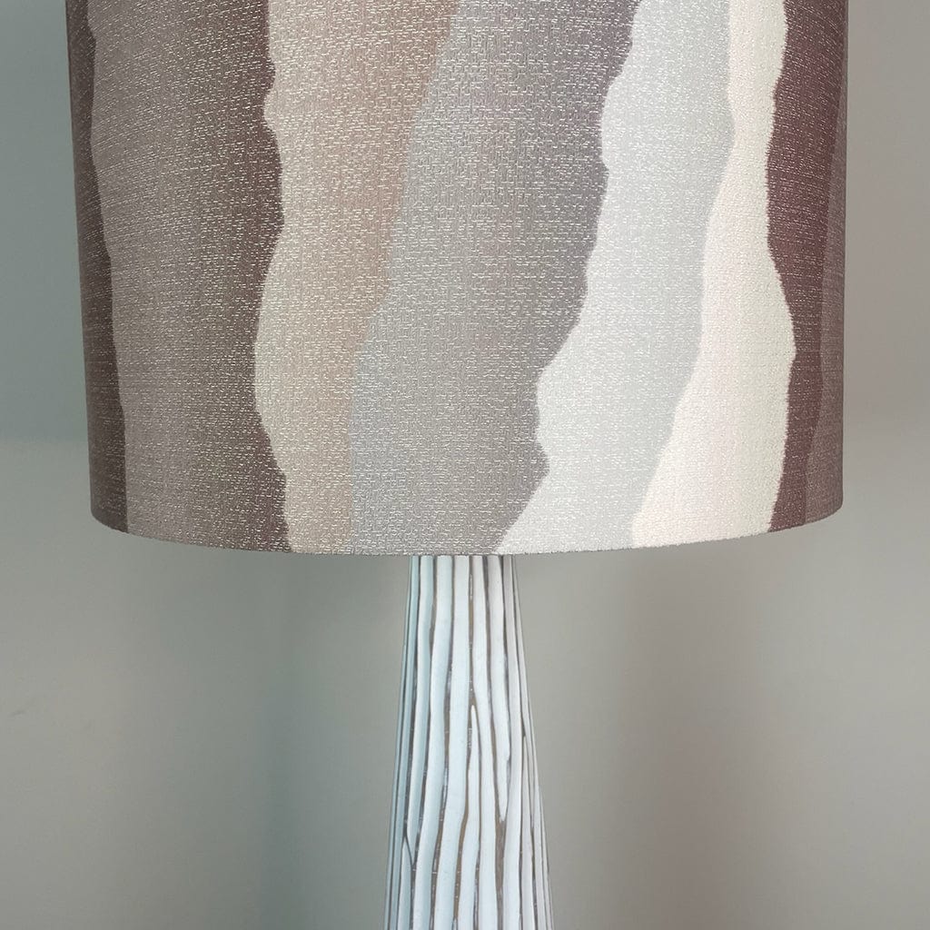 White Wood Effect Floor Lamp with Andes Clay Lampshade