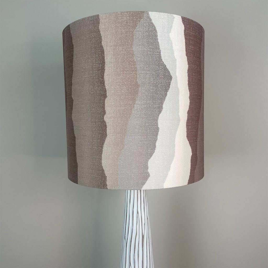 White Wood Effect Floor Lamp with Andes Clay Lampshade