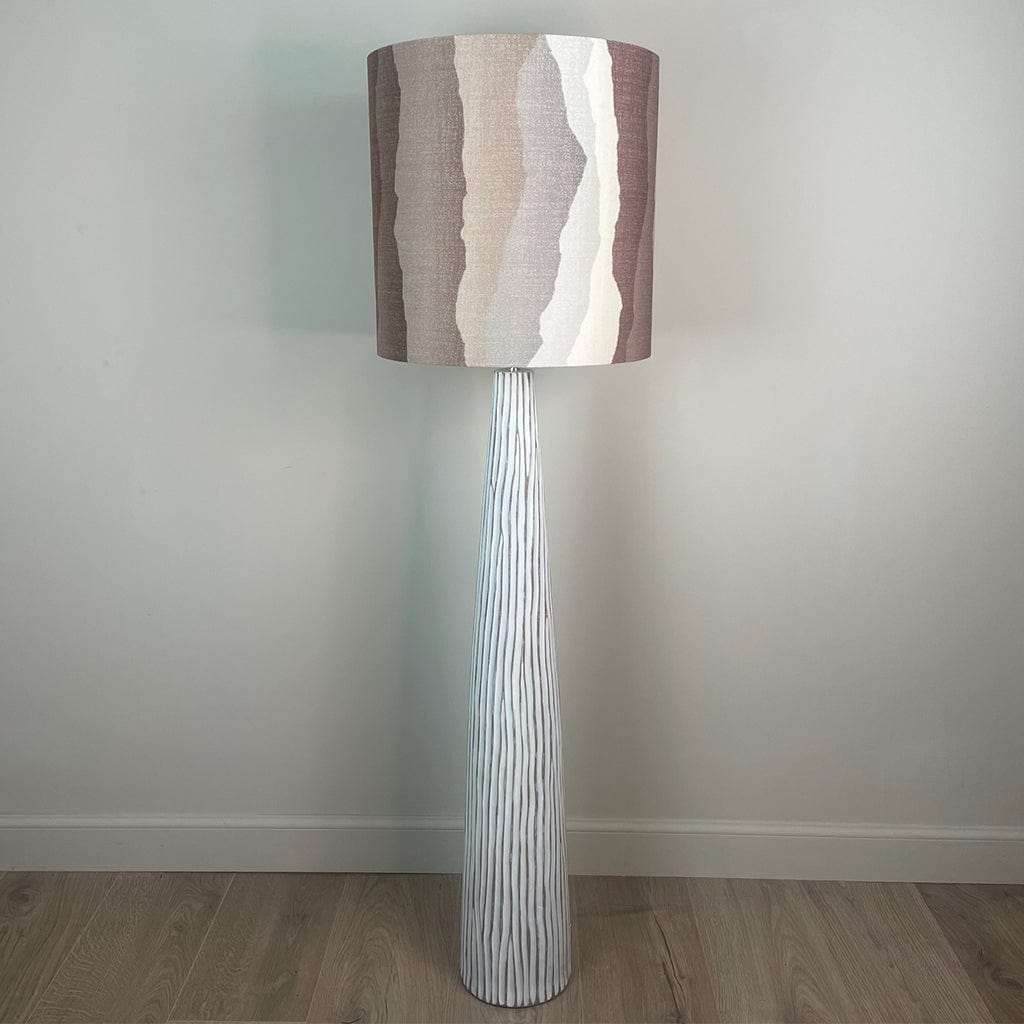 White Wood Effect Floor Lamp with Andes Clay Lampshade