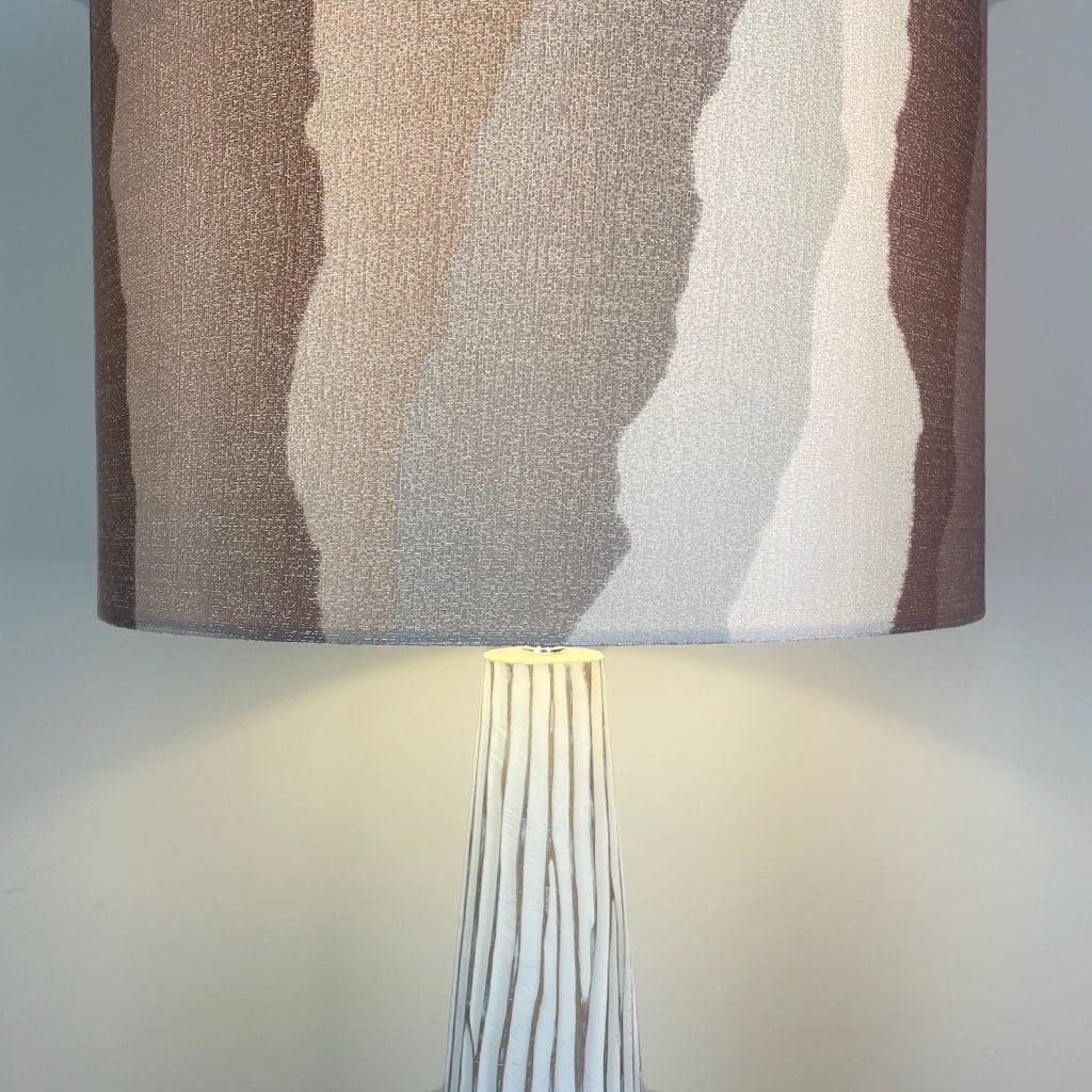 White Wood Effect Floor Lamp with Andes Clay Lampshade