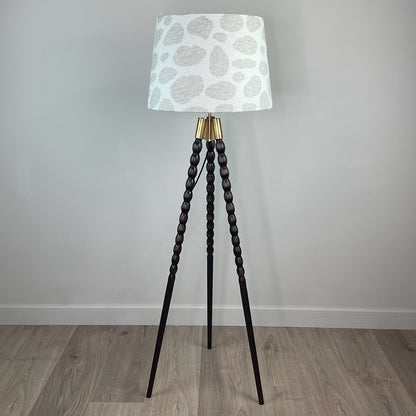 Wooden Spindle Tripod Floor Lamp with Bodie Ecru Lampshade