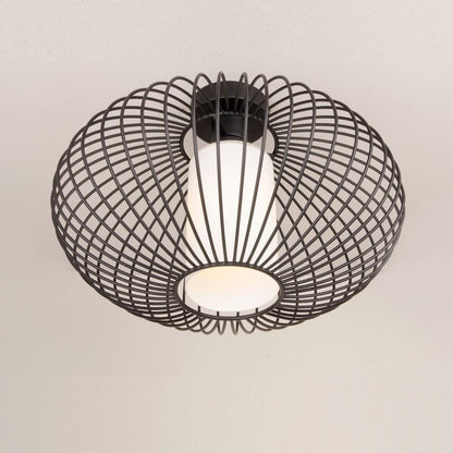 Zen Oriental Style Black Flush Ceiling Light