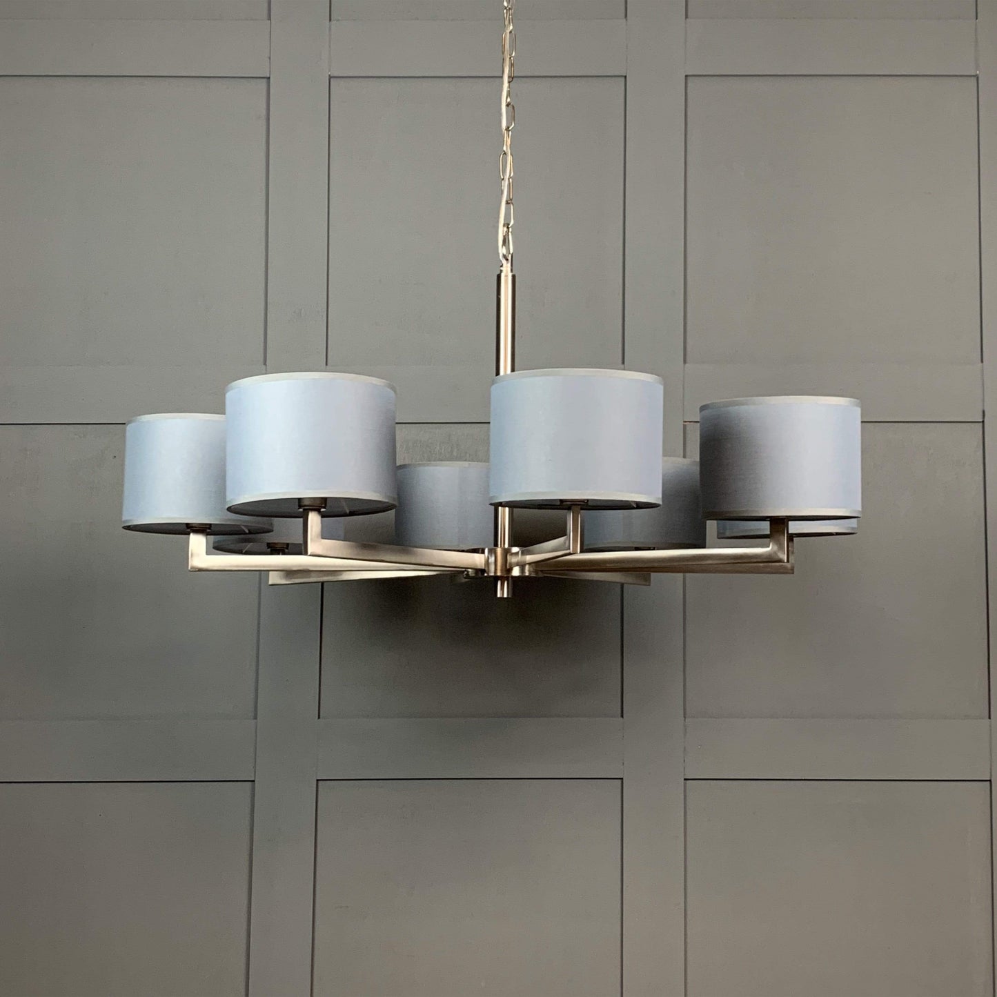 Hallburn Large Brushed Steel 8 Light Ceiling Fitting