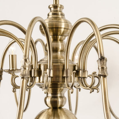 Antwerp 12 Light Antique Brass Flemish Style Chandelier